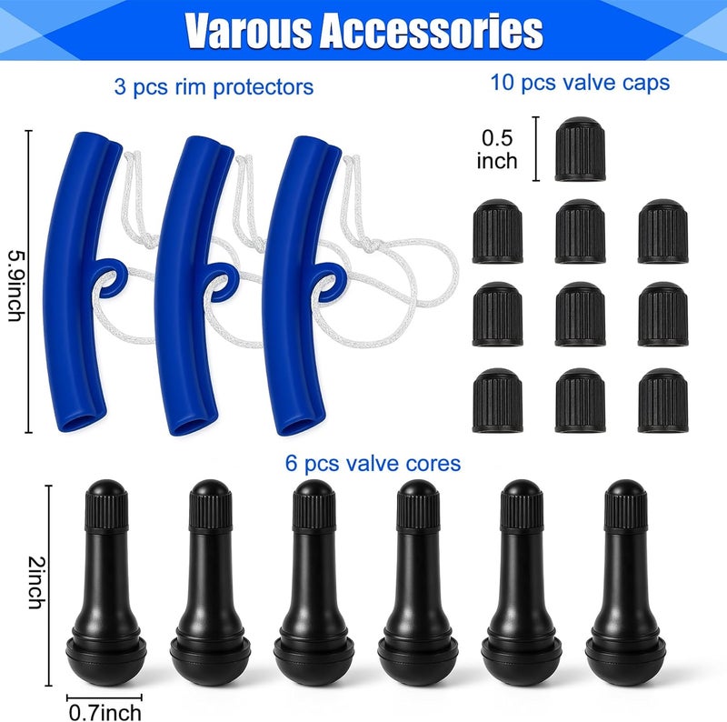Dromco Tire Spoons, 32Pcs Tire Changing Tool with Rim Protectors, Valve Tool, Valve Cores, Valve Stems, Valve Caps, Storage Bag, 15" Tire Spoon Kit for Motorcycle Dirt Bike Lawn Mower Tractor Bicycle - Image 4